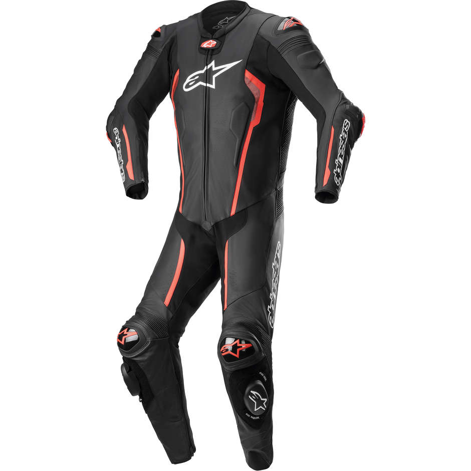 Full Motorcycle Suit Racing Professional Alpinestars MISSILE V2 1pc Black Red Fluo