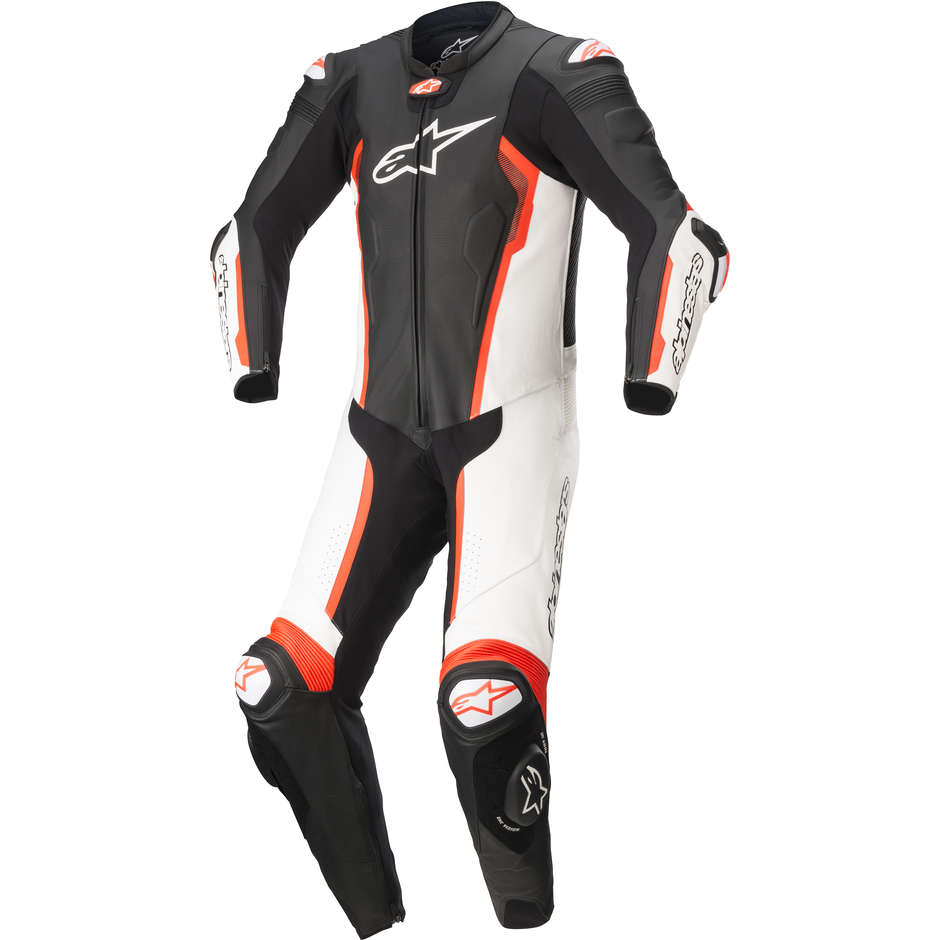 Full Motorcycle Suit Racing Professional Alpinestars MISSILE V2 1pc Black White Red Fluo