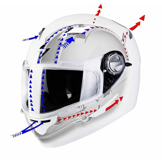 Full Scorpion Exo-510 Air Cross Helmet White White Neon Red