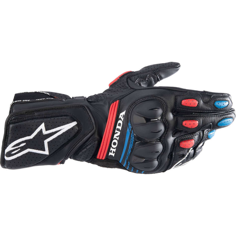 Gants Alpinestars Honda SP-8 V3 Bleu Rouge Noir Brillant