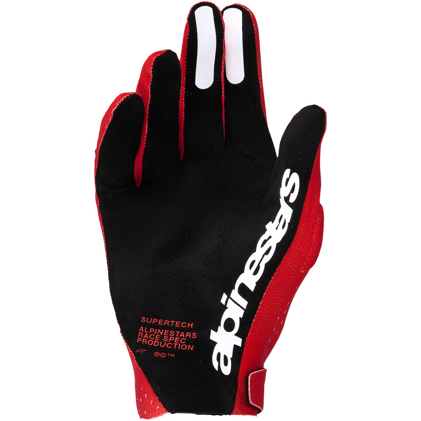 Gants Alpinestars Supertech MX Cross Enduro Rouge Feu Noir Blanc