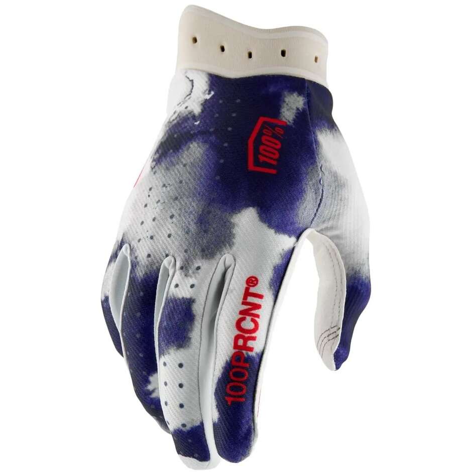 Gants de moto 100% iTRACK Cross Enduro Bleu et Blanc