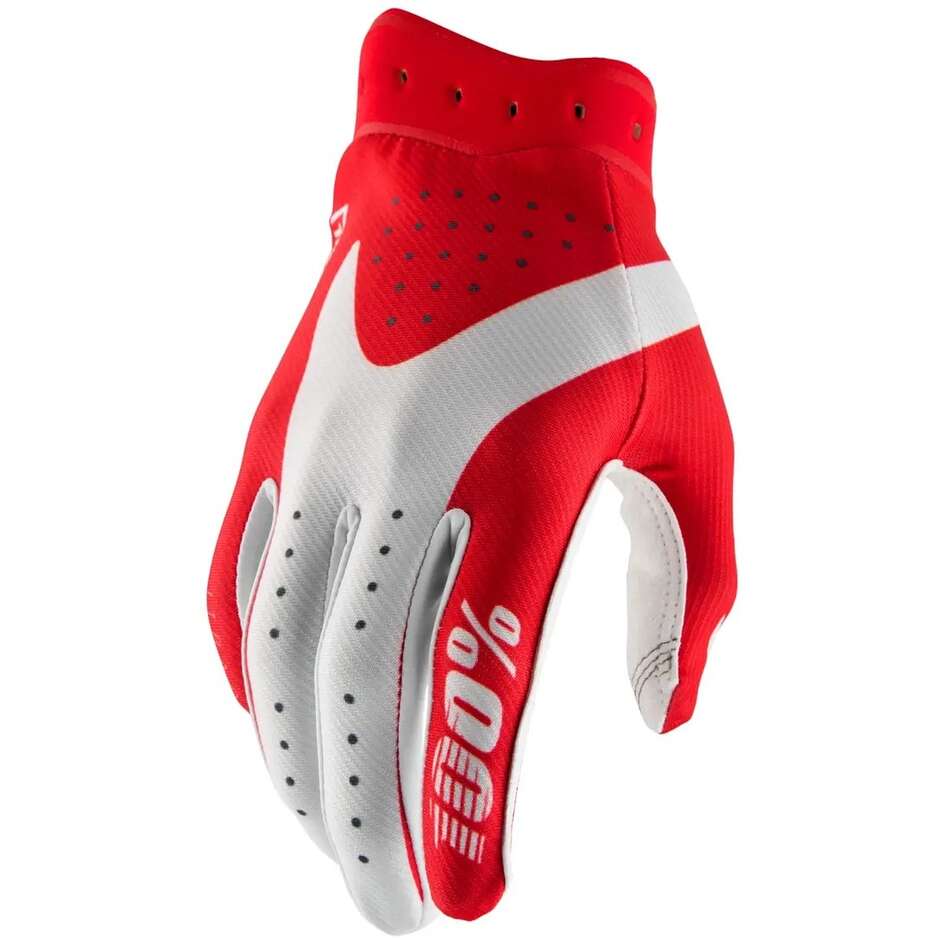 Gants de moto 100% iTRACK Cross Enduro Rouge et Blanc