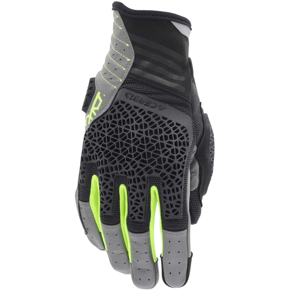Gants de moto ACERBIS CE CROSSOVER Noir Jaune Fluorescent
