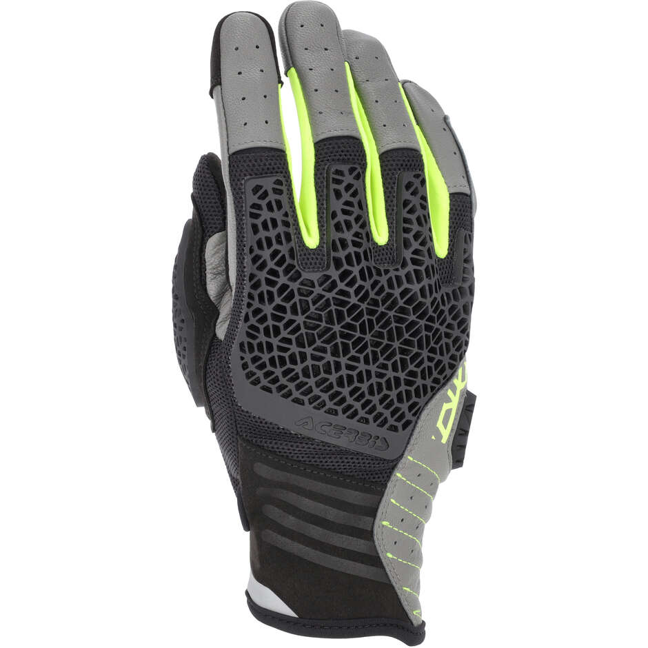Gants de moto ACERBIS CE CROSSOVER Noir Jaune Fluorescent