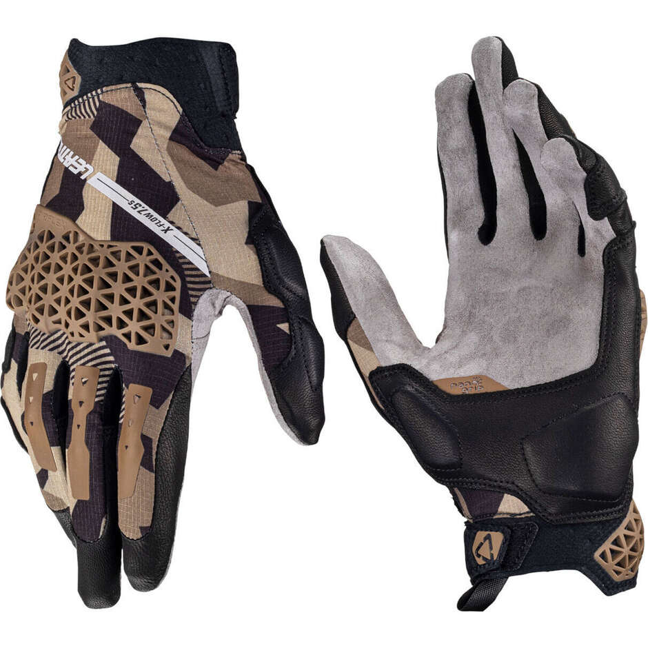 Gants de moto Adventure marron Leatt ADV X-FLOW 7.5 SHORT