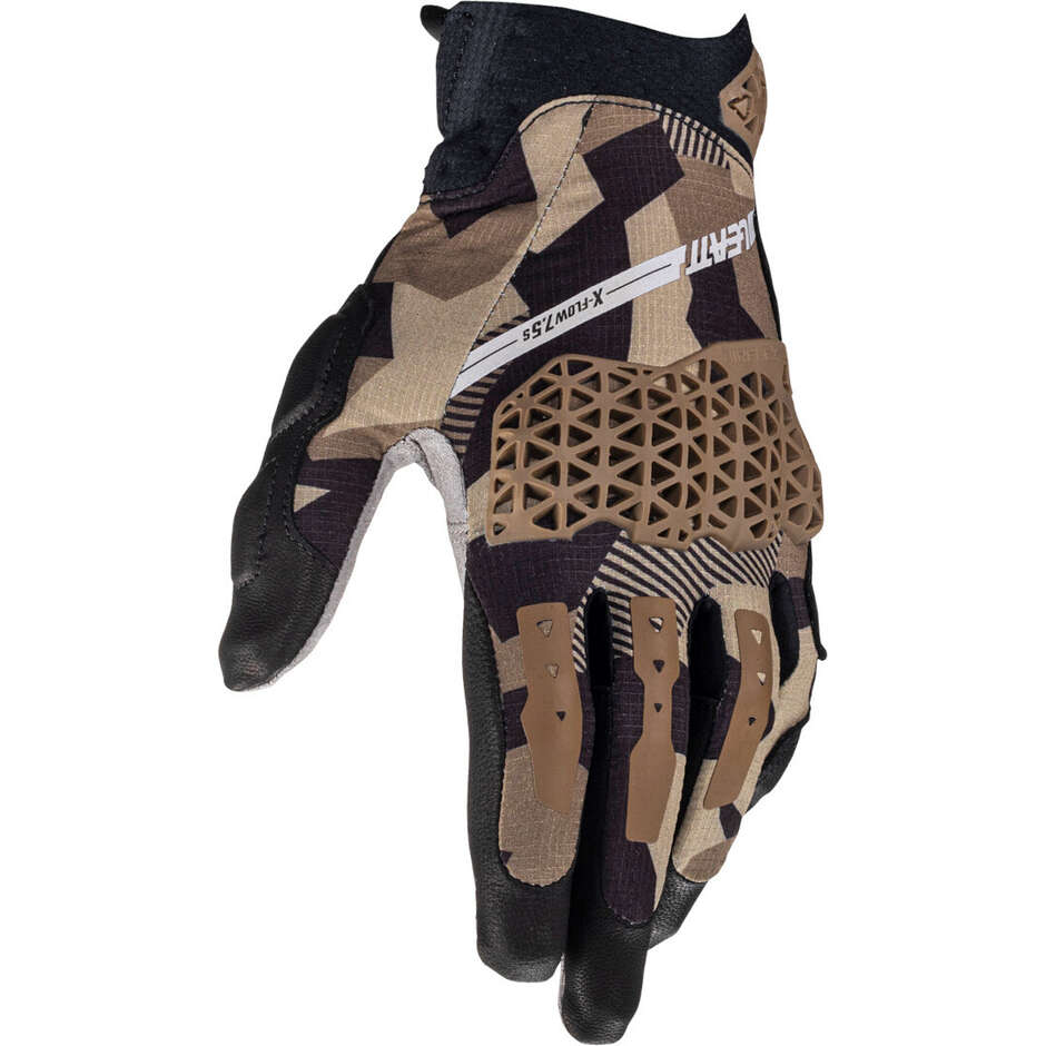 Gants de moto Adventure marron Leatt ADV X-FLOW 7.5 SHORT