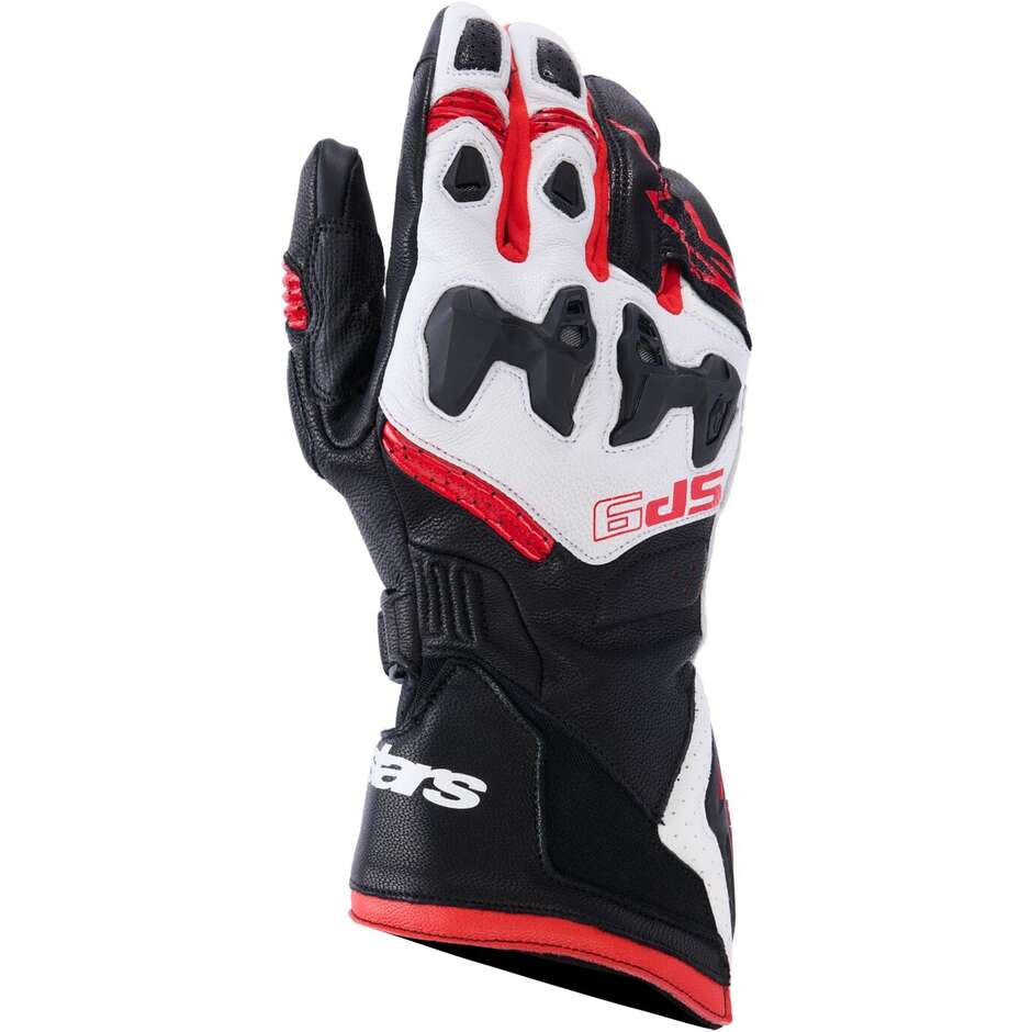 Gants de moto Alpinestars SP-9 Noir Blanc Rouge vif