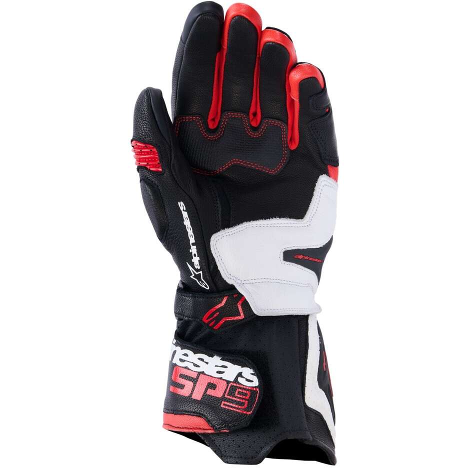Gants de moto Alpinestars SP-9 Noir Blanc Rouge vif