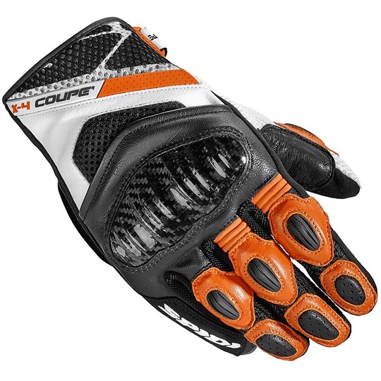 Gants de Moto Courts en Cuir Spidi X-4 COUPE 'Noir Orange