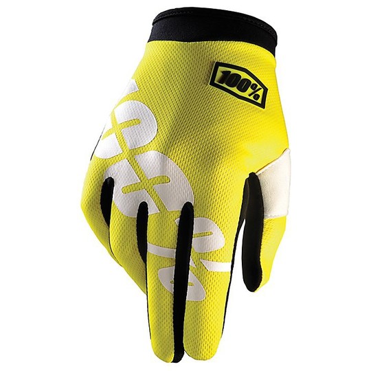 Gants de moto Cross Enduro 100% iTrack Yellow Fluo