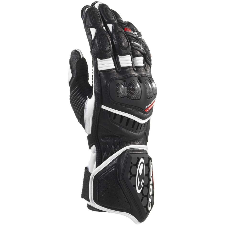 Gants de moto de course Clover RS-9 RACE REPLICA Noir Blanc