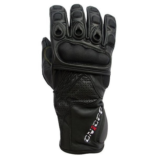 Gants de moto de course en cuir avec protections noires On & Off
