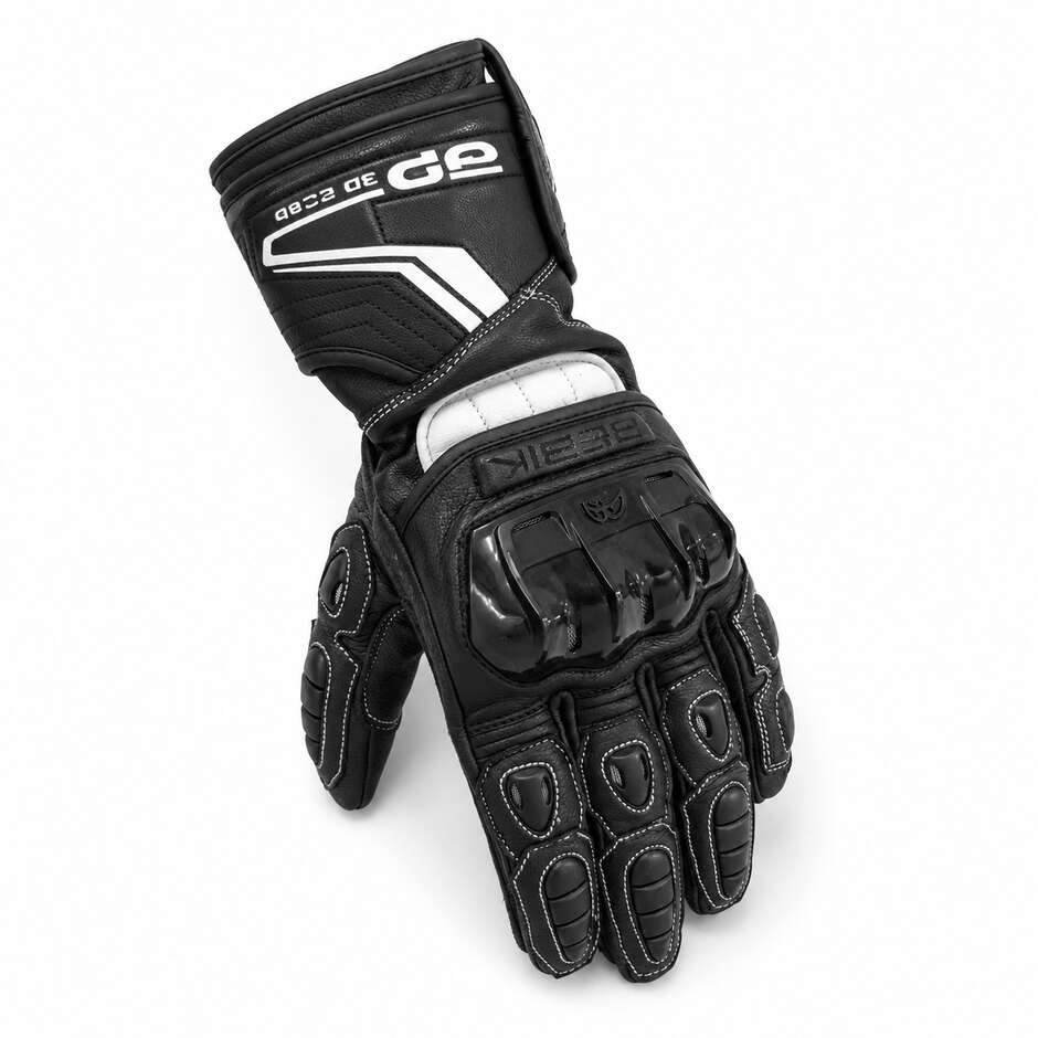 Gants de moto de course en cuir Berik 2.0 G-235107 Noir
