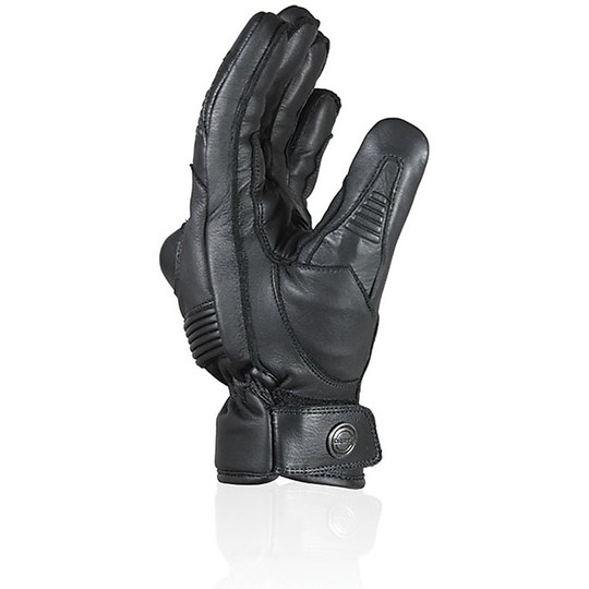 Gants de moto de mi-saison en fléchettes en cuir sauvage imperméable noir certifié