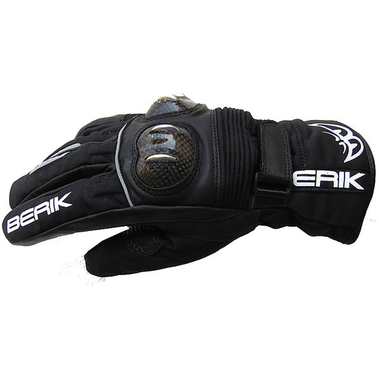 Gants de moto d'hiver Berik 2.0 Tissu imperméable et cuir avec protections en carbone et titane