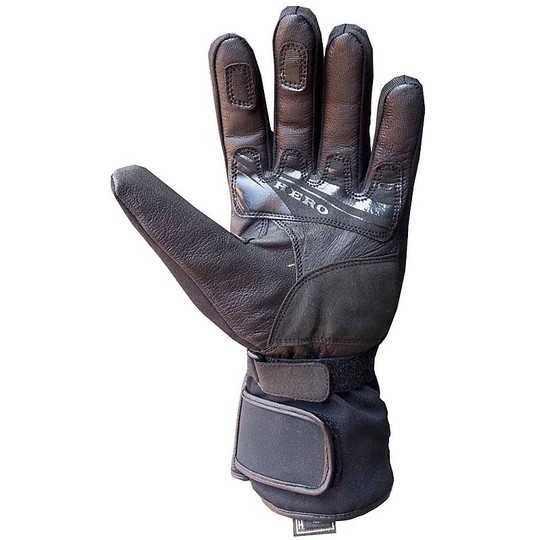 Gants de moto d'hiver en cuir noir et néoprène Hero 110 avec protections étanches
