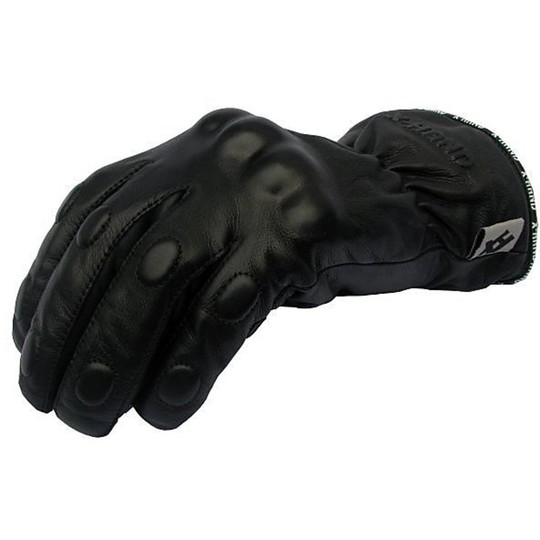 Gants de moto d'hiver en cuir X-Hand modèle St. Moriz avec des protections de couleur noire