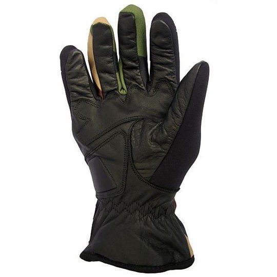 Gants de moto d'hiver en néroprène et cuir X-Hand Stelvio Militare étanche