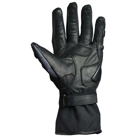 Gants de moto d'hiver en tissu et cuir Hero 116 Grey Black avec protections étanches