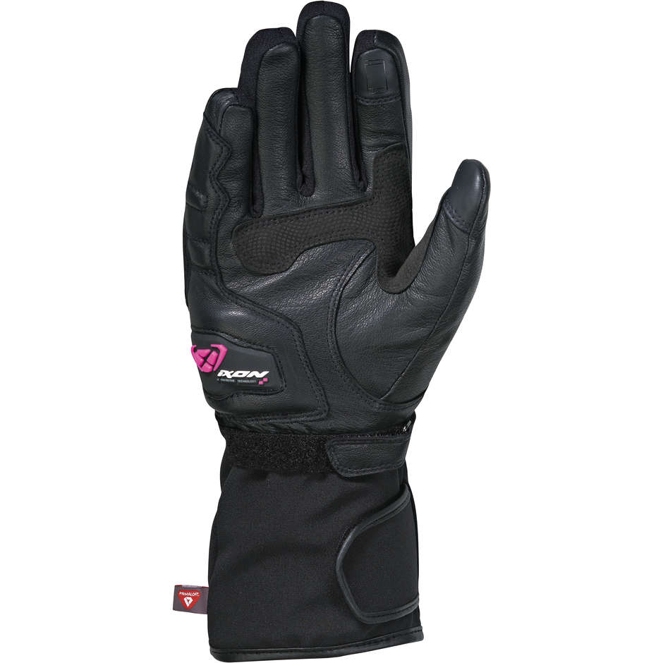Gants de moto d'hiver pour femmes en tissu Ixon PRO RESCUE Lady CE noir rose