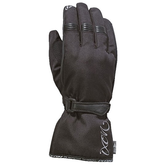 Gants de moto d'hiver pour femmes en tissu Ixon PRO RUSH Lady noir argent