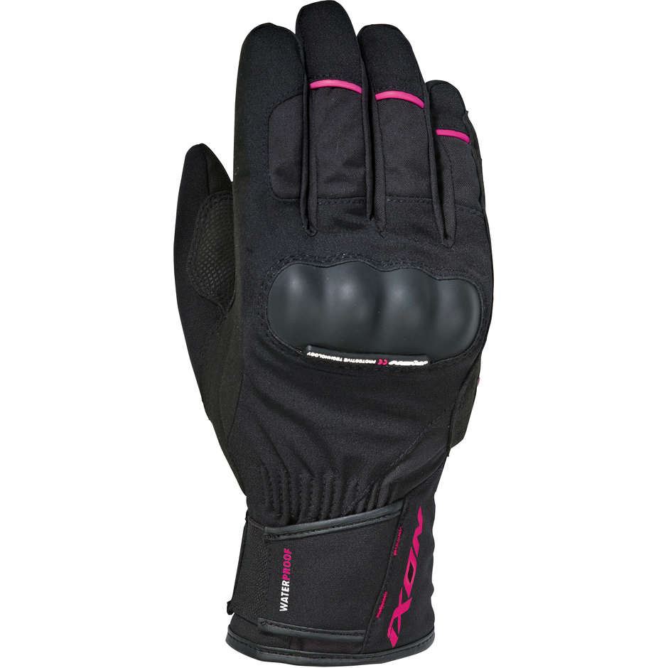 Gants de moto d'hiver pour femmes en tissu Ixon PRO RUSSEL Lady CE noir rose