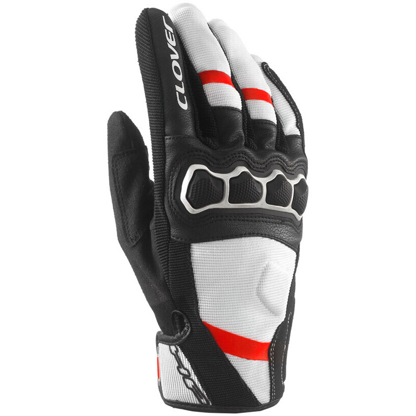 Gants de moto d'été Clover AIRTOUCH 2 Blanc Rouge