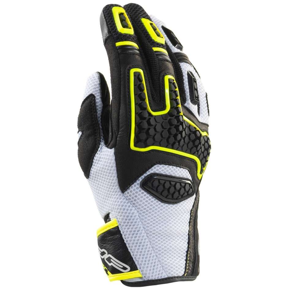 Gants de moto d'été Clover GTS-3 Blanc Noir Jaune