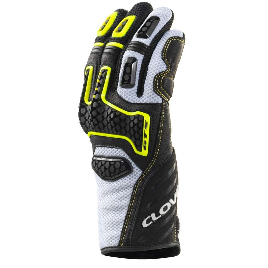 Gants de moto d'été Clover GTS-3 Blanc Noir Jaune