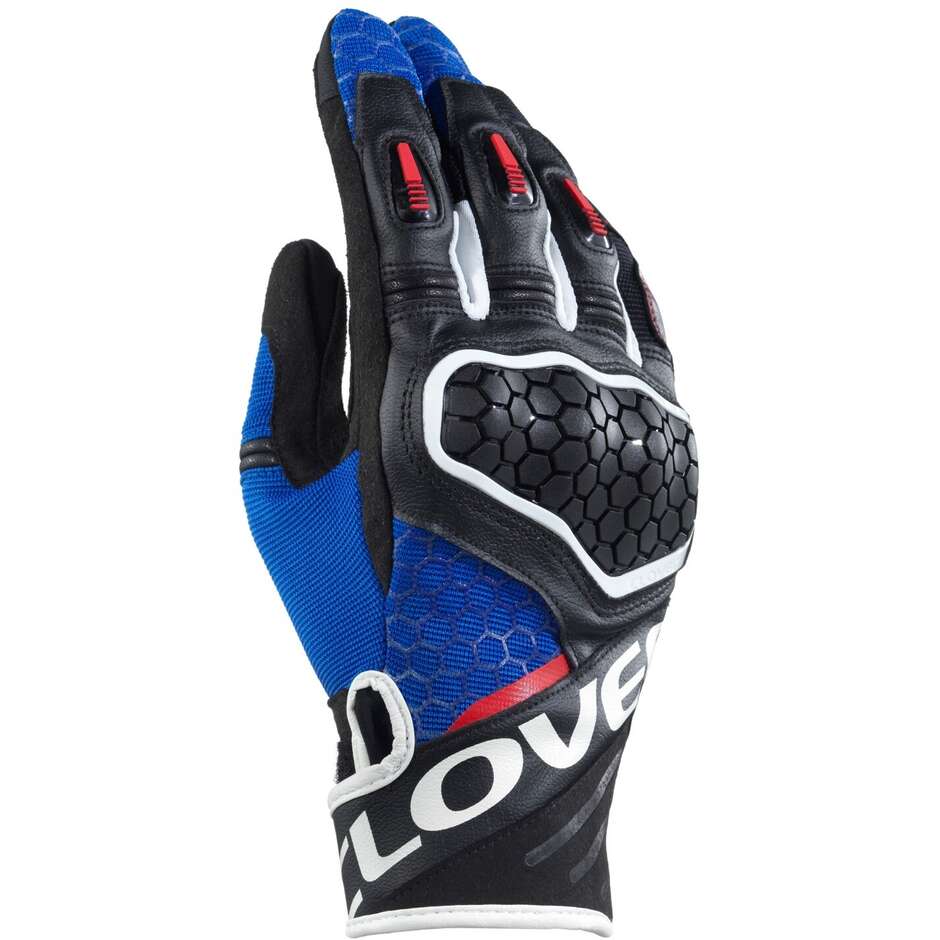 Gants de moto d'été Clover PREDATOR 2 bleu blanc noir