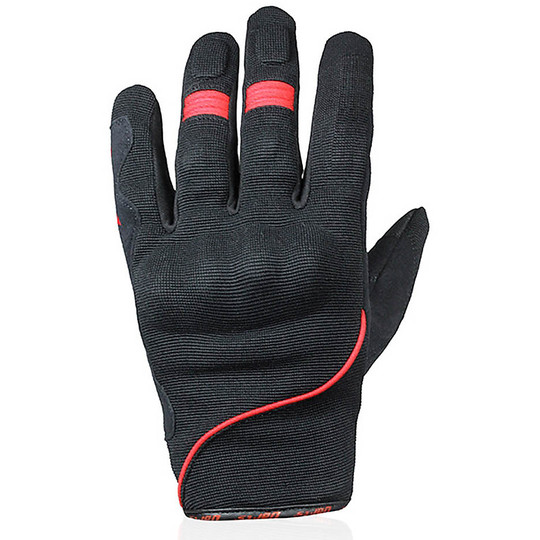 Gants de moto d'été de fléchettes en tissu avec protection contre les éclaboussures noir rouge certifié