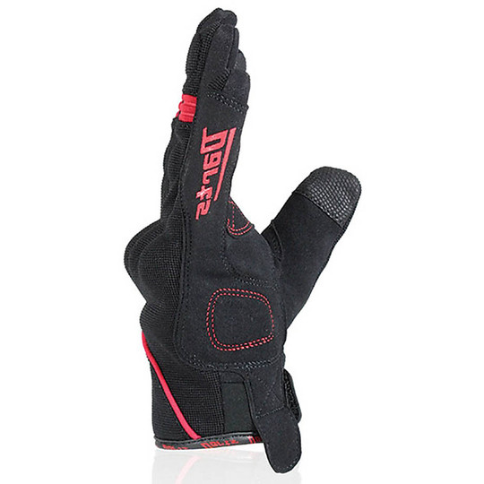 Gants de moto d'été de fléchettes en tissu avec protection contre les éclaboussures noir rouge certifié
