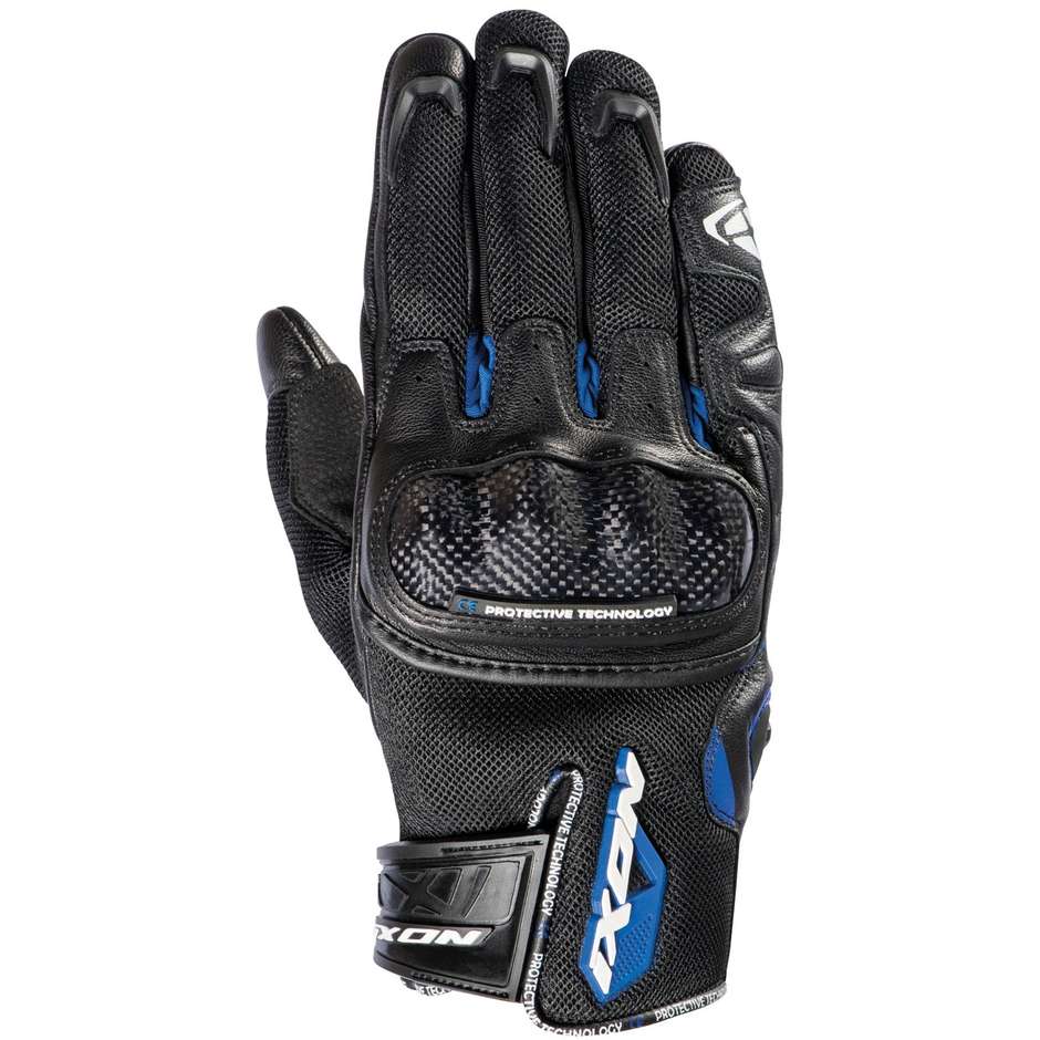 Gants de moto d'été Ixon RS Rise Air 2 en cuir et tissu bleu noir