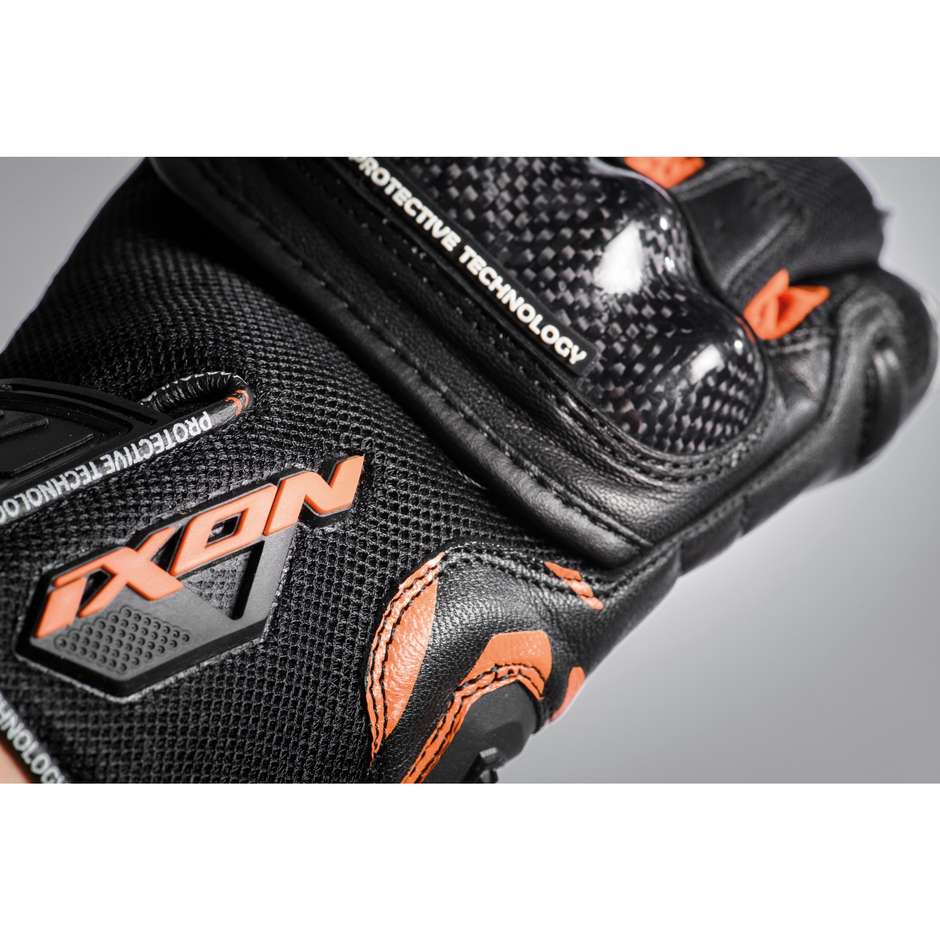 Gants de moto d'été Ixon RS Rise Air 2 en cuir et tissu noir orange