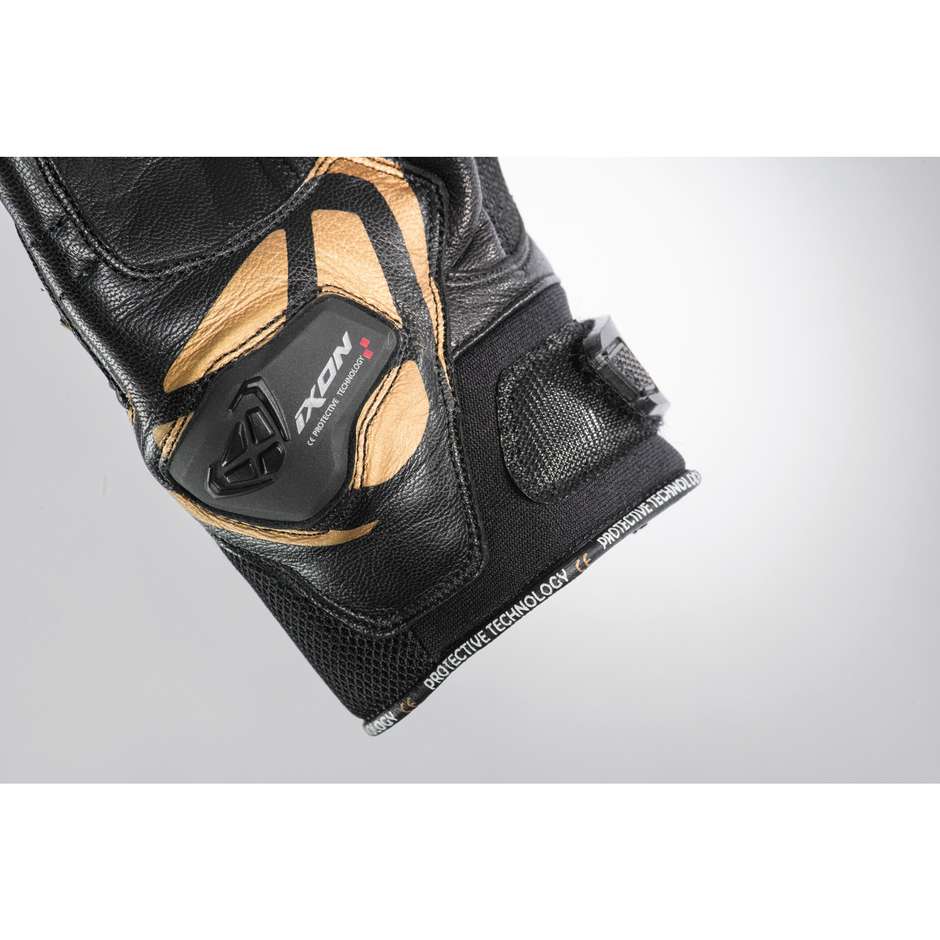 Gants de moto d'été Ixon RS Rise Air 2 Lady en cuir et tissu noir doré
