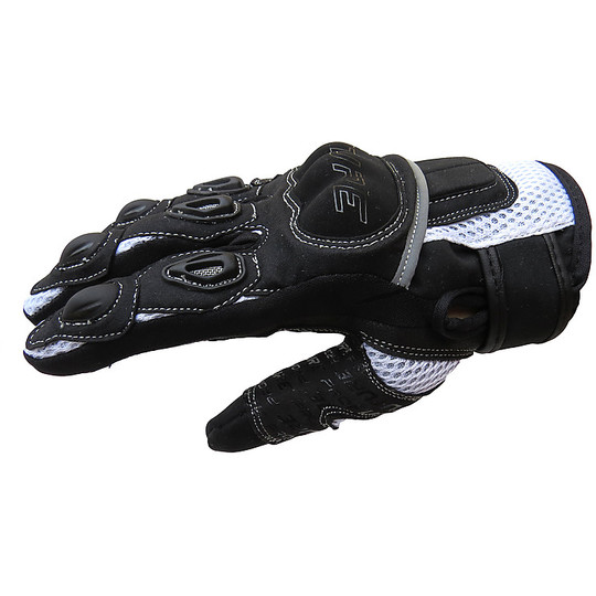 Gants de moto d'été Profuture en tissu avec protections blanches et noires