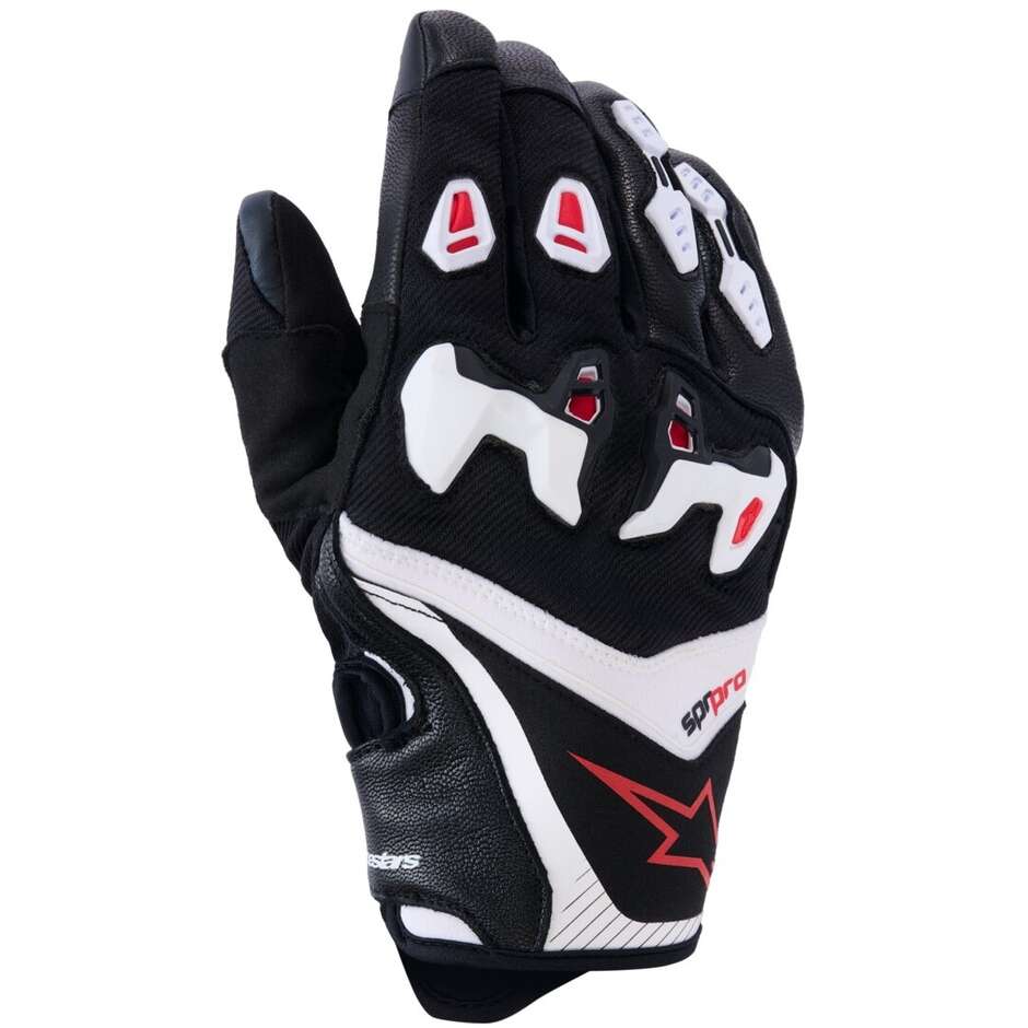 Gants de moto en cuir Alpinestars SP-R PRO Noir Blanc Rouge