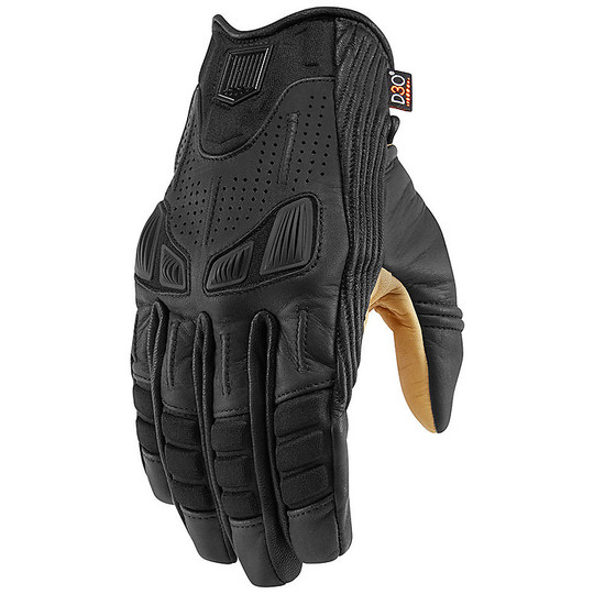 Gants de moto en cuir Custom Icon 1000 AXYS Noir