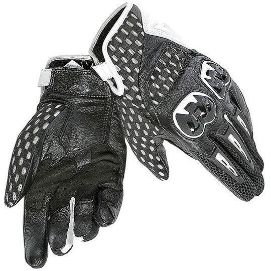 Gants de moto en cuir Dainese Air Hero avec protections blanc noir