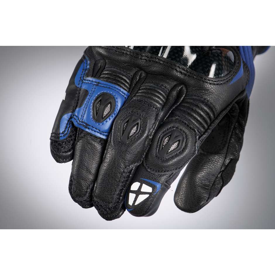 Gants de moto en cuir d'été Ixon RS6 AIR Noir Blanc Bleu
