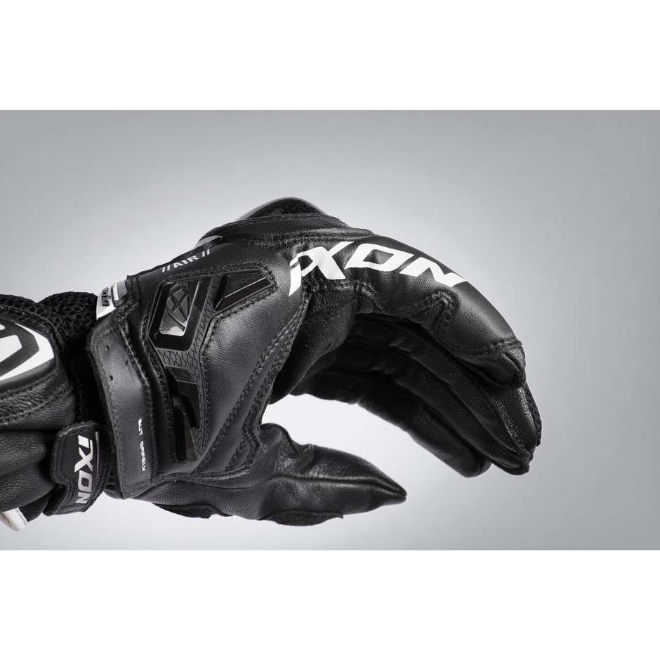 Gants de moto en cuir d'été Ixon RS6 AIR Noir Blanc