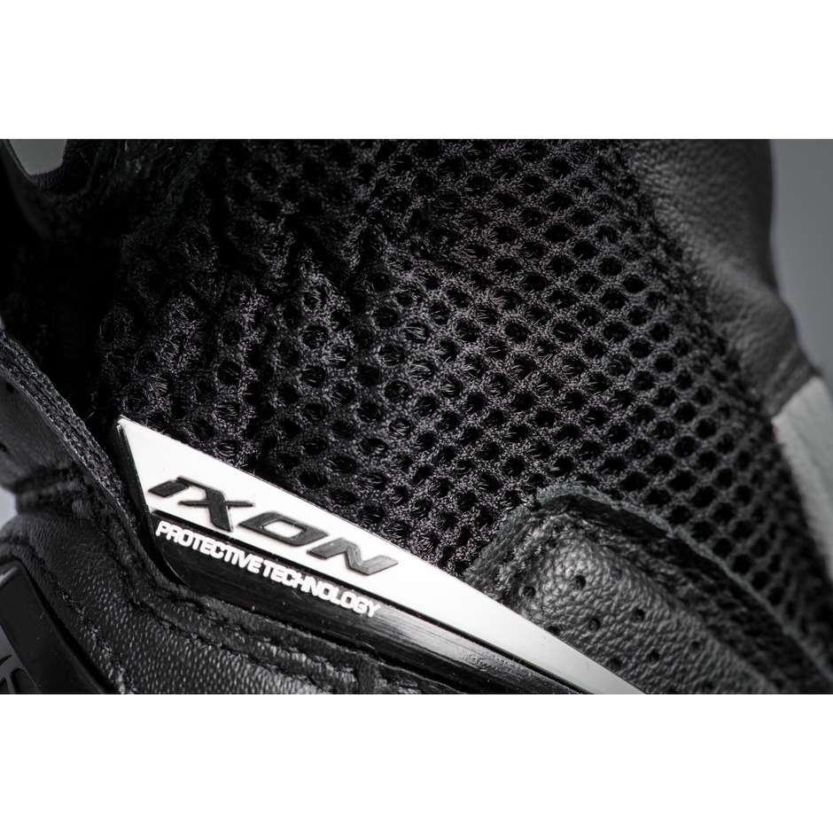 Gants de moto en cuir d'été Ixon RS6 AIR Noir Blanc