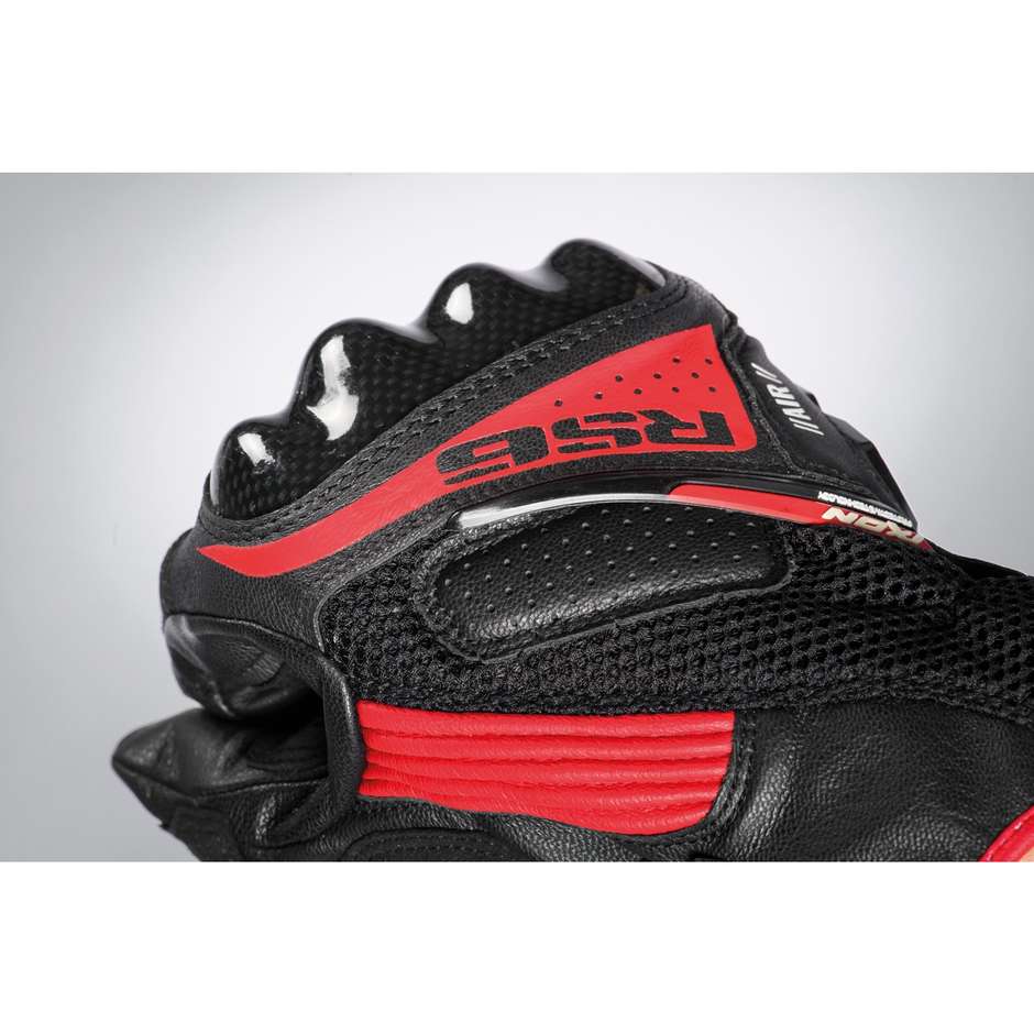 Gants de moto en cuir d'été Ixon RS6 AIR Noir Rouge