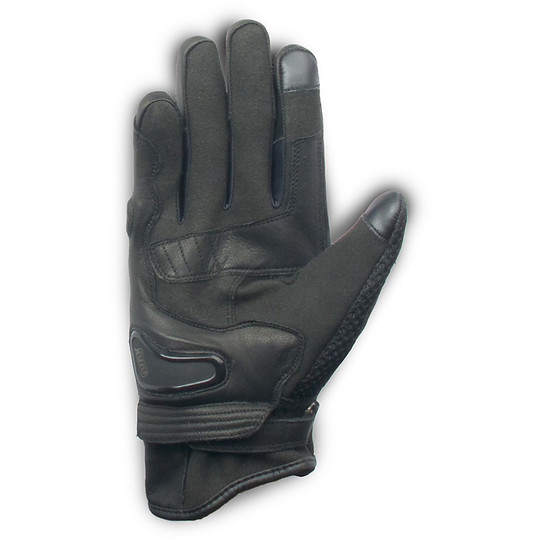 Gants de moto en cuir et tissu certifié Oj Atmosphere G198 AREA Noir