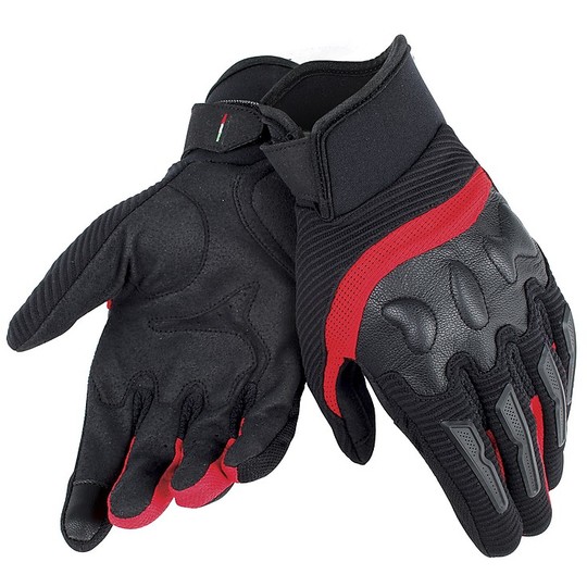 Gants de moto en cuir et tissu Dainese Air Frame Unisex Black Red