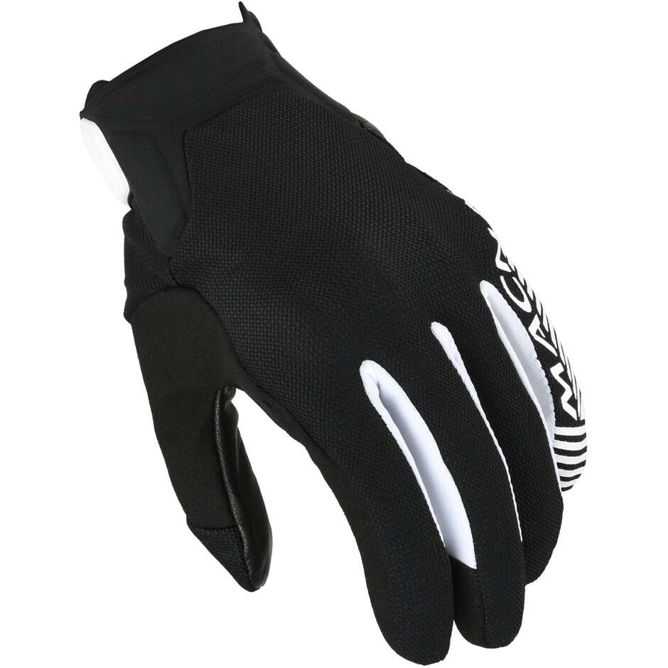 Gants de moto en cuir Macna Get Noir Blanc