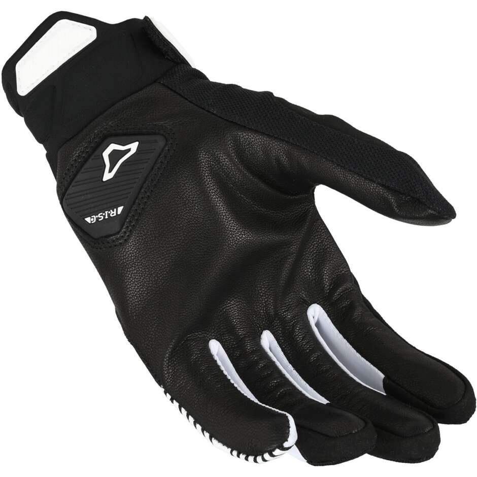 Gants de moto en cuir Macna Get Noir Blanc