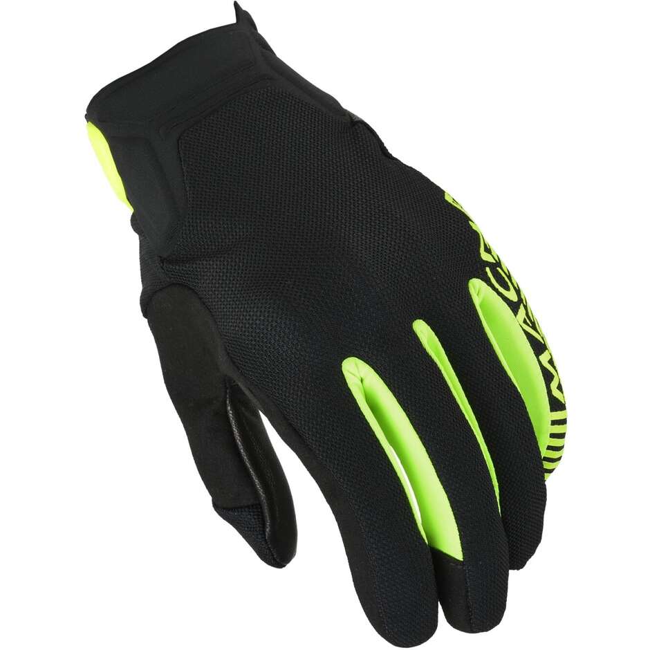 Gants de moto en cuir Macna Get Noir Jaune Fluo