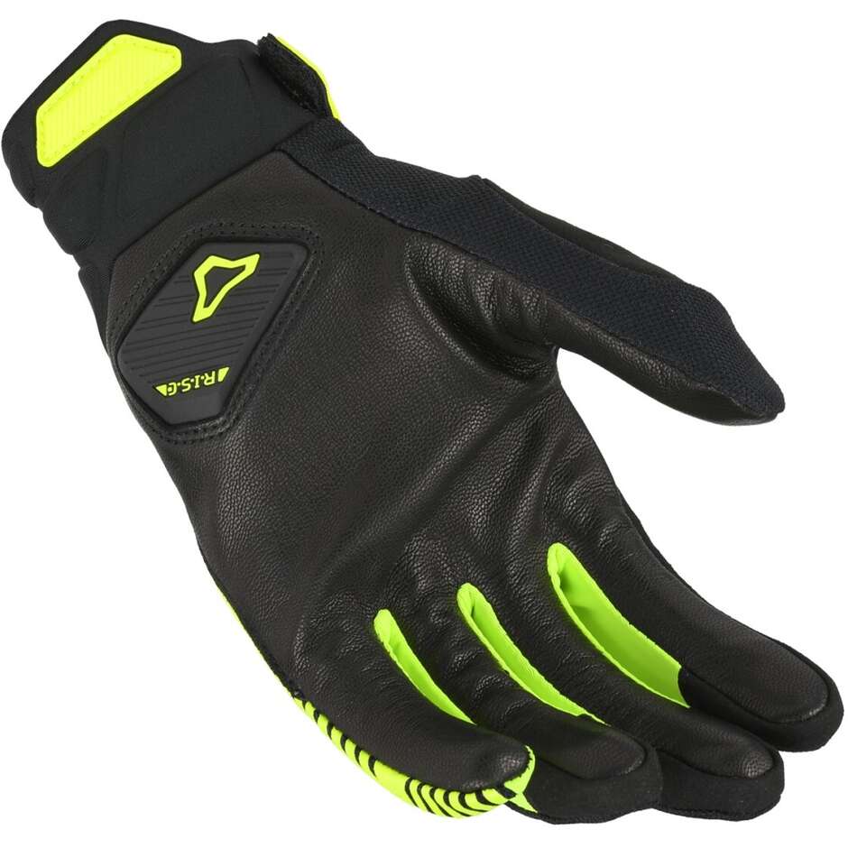 Gants de moto en cuir Macna Get Noir Jaune Fluo